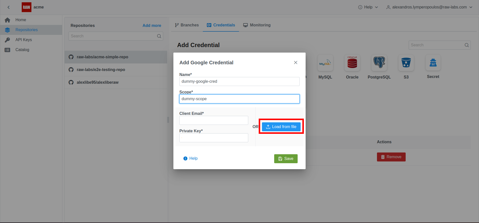 create service account