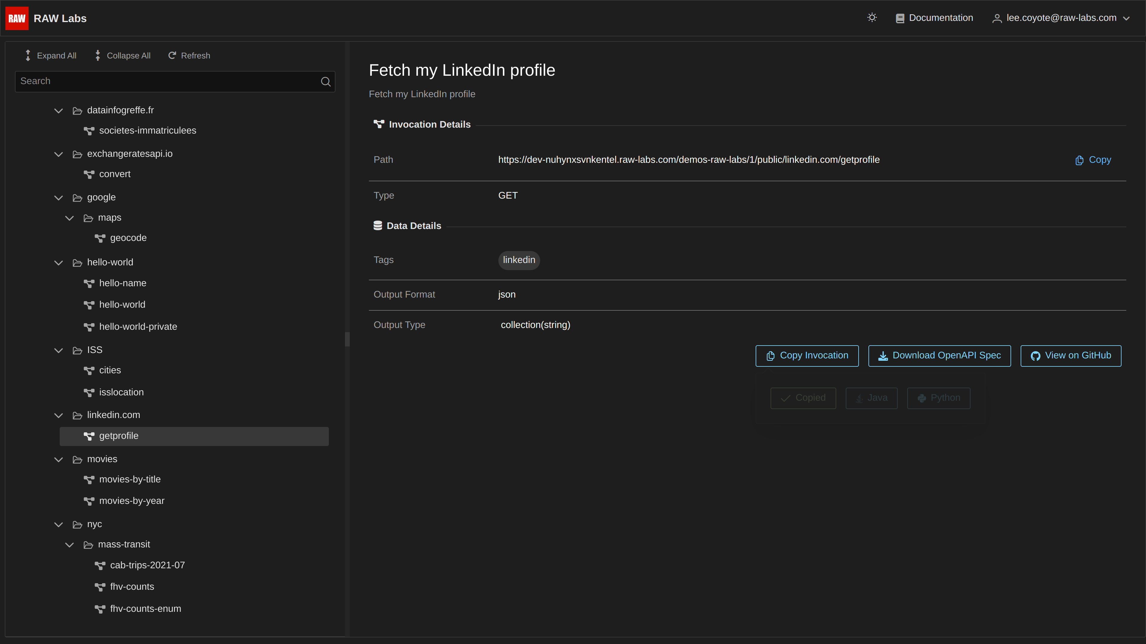 LinkedIn endpoint