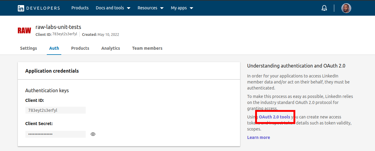 Create linkedin token