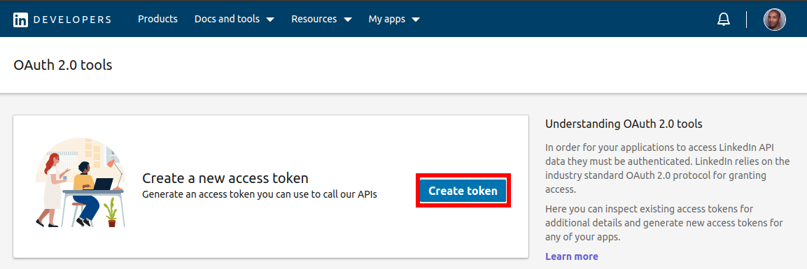 Create linkedin token