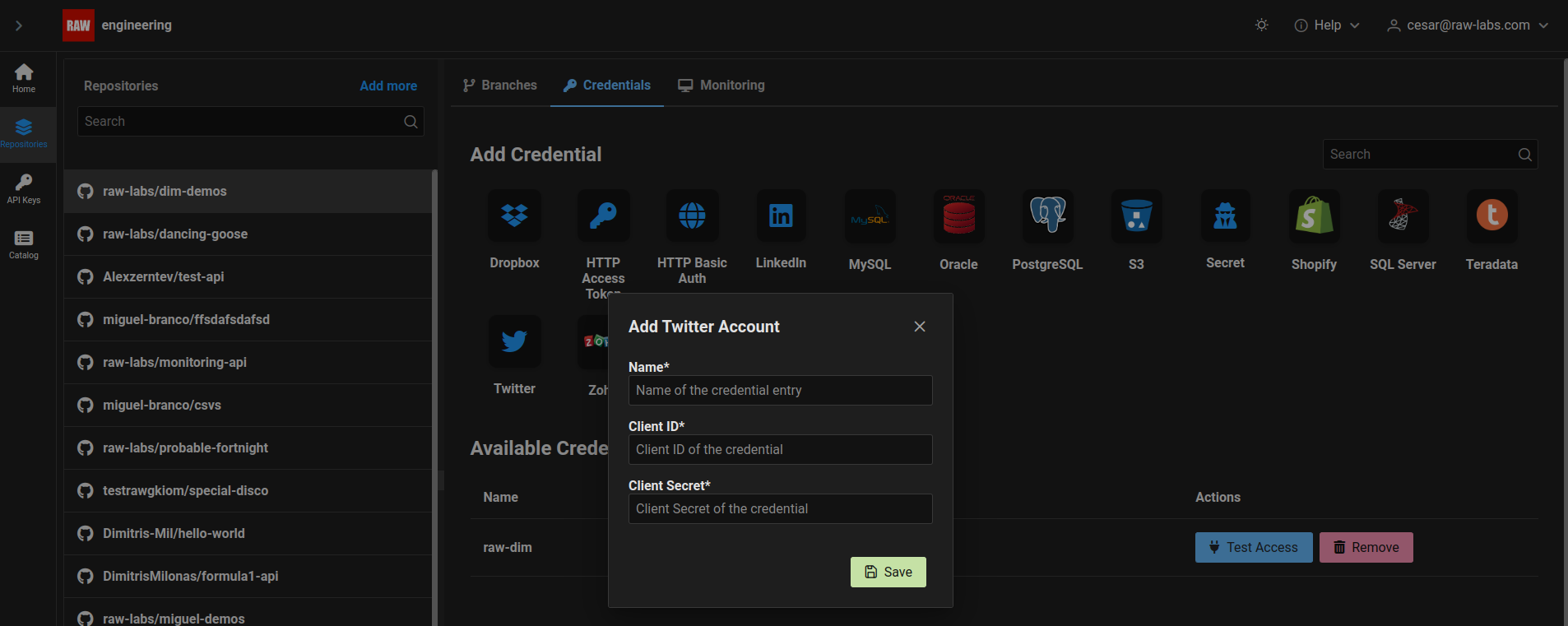 Register twitter